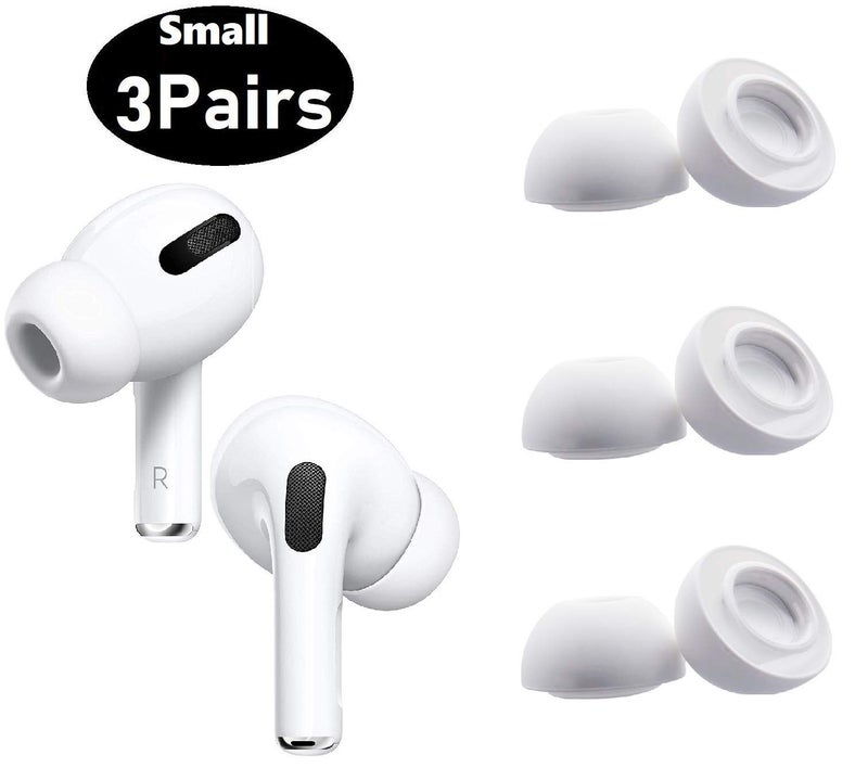 BLLQ Small Size Ear Tips Earbuds Covers Ear Caps Eartips Earpads Compatible with Apple AirPods Pro, Silicone Tips, Fit in Case, 3 Pairs White S - Image 3